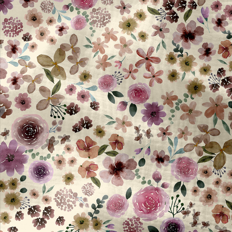 Printed Double Gauze HORTENSE Ecru / Violet